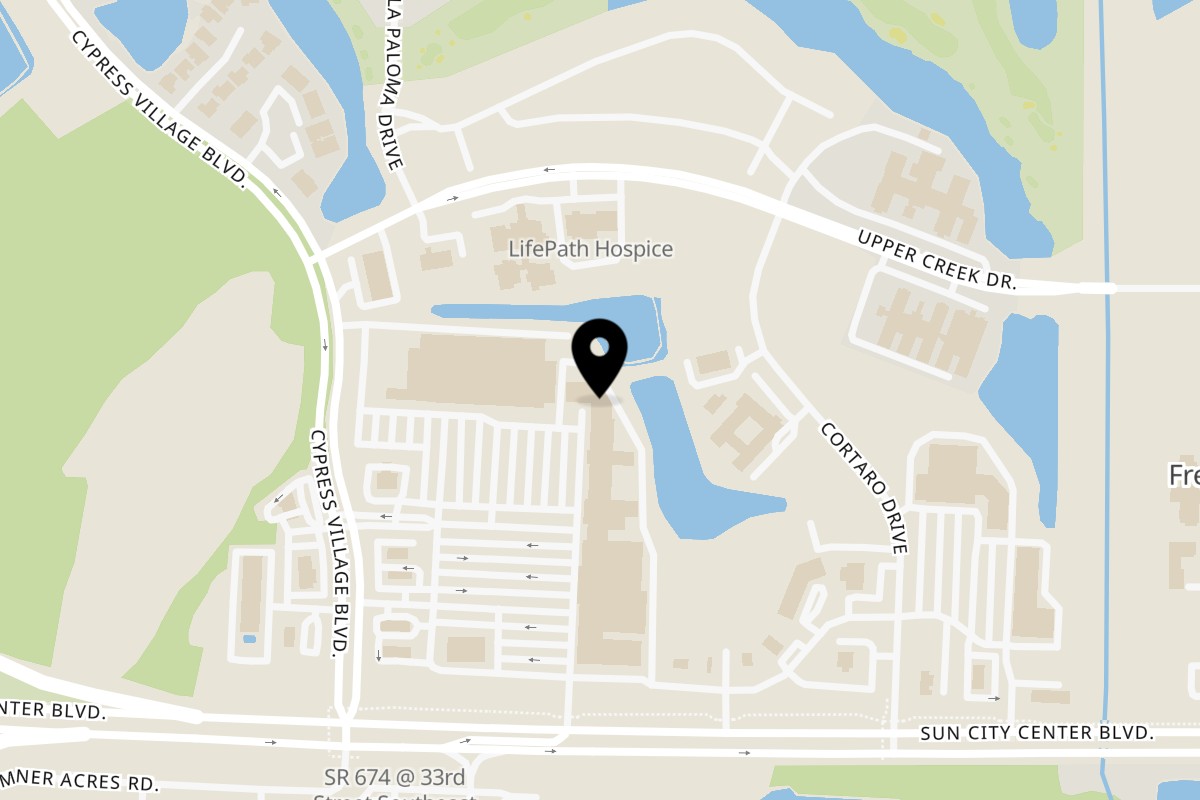 Map showing the location of Sage Sushi Lounge on 3808 Sun City Center Blvd in Ruskin